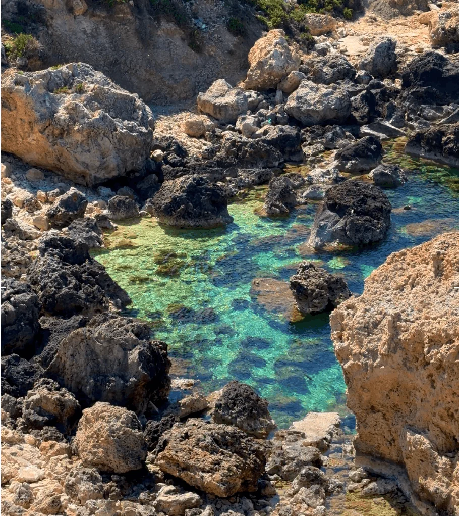 Hidden Rocky Beach near Gnejna